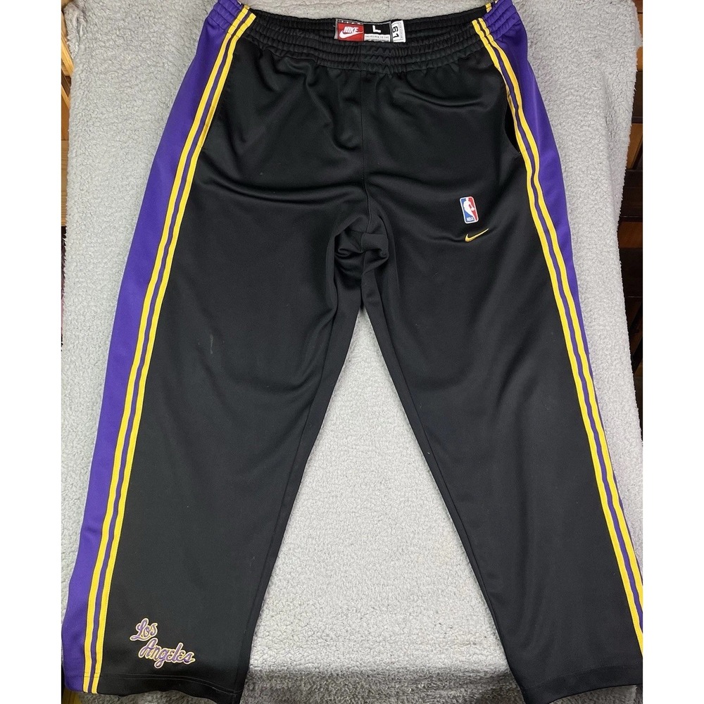 Nike Team Los Angeles Lakers Pants Size L Warm-up 61 Retro Black Ankle Button